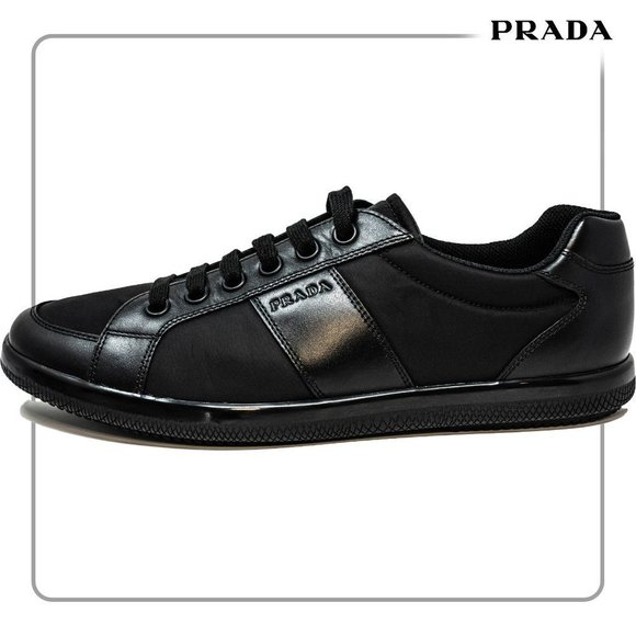 Prada Men's Leather/Nylon Sneaker Black 4E2845 10.5US - Picture 1 of 10